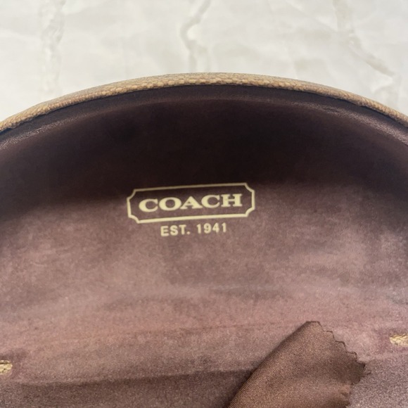 Coach Hard Shell Eye‎ Glass Case Signature Brown Logo w/ Cloth - Picture 7 of 9